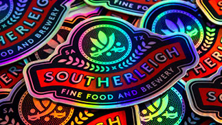 Southerleigh Brewery logo die cut holographic stickers