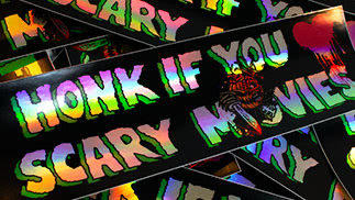 Honk If You Love Scary Movies rectangle holographic bumper stickers