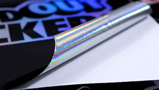 StandOut Stickers logo square holographic stickers closeup