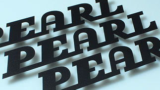 Matte Black Cut Vinyl Decals of the Pearl Drums Logo