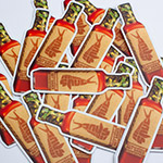 Camoflauge hot sauce bottle shaped stickers