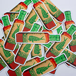 Cilantro hot sauce bottle shaped stickers