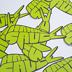 Hank Sauce logo sticker - green and gray
