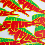 Hank Sauce logo sticker - green red and yellow