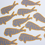 Small die cut logo stickers for Hank Sauce - gray and orange