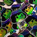 8-Bit Zombie Thrashor Die Cut Holographic Stickers