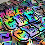 Die Cut Holographic Stickers for Cle Clothing Company
