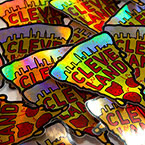 Cleveland Pizza Slice Die Cut Holographic Stickers