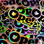 Ope! Sorry Die Cut Holographic Stickers
