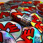 Morrow Records Oval Holographic Stickers