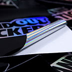 StandOut Stickers Logo Square Holographic Stickers Closeup