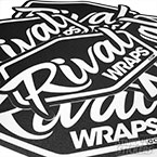 Die cut floor decals of the Rival Wraps logo