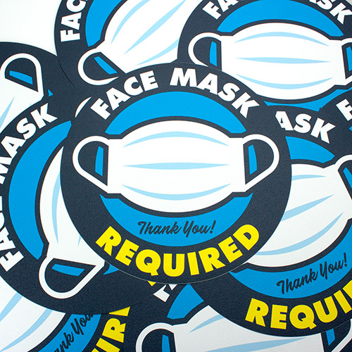 Face Mask Required Floor Decal (Blue)