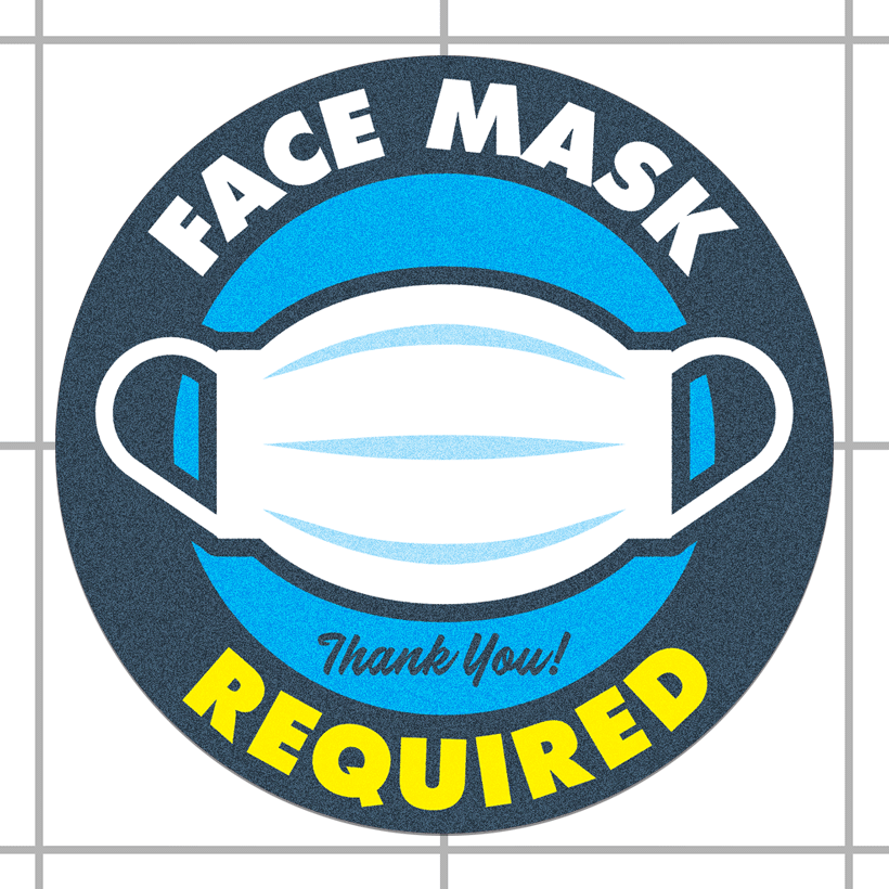 Face Mask Required Floor Decal (Blue)