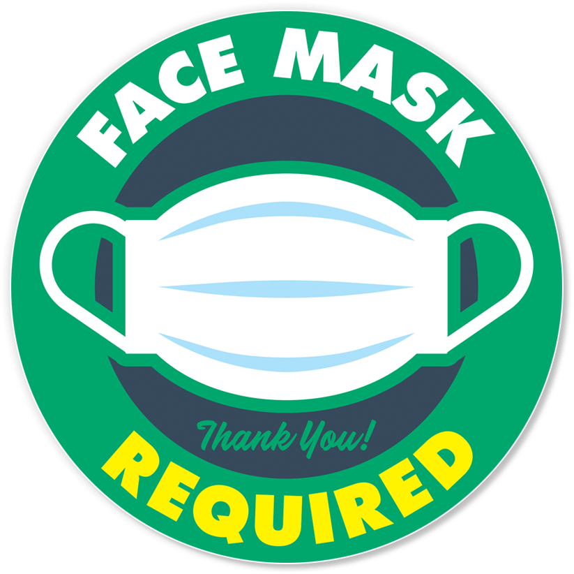 Face Mask Required 11.5 Inch Vinyl Sticker (Green)
