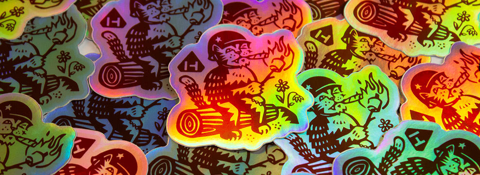 Hotel Tango Distillery die cut holographic stickers