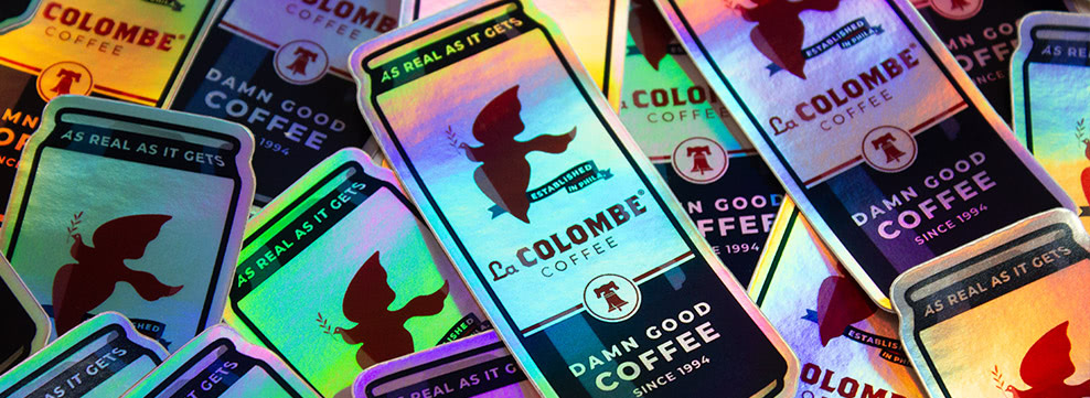 La Colombe Coffee die cut holographic stickers