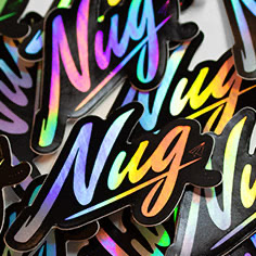 Nug die cut holographic stickers