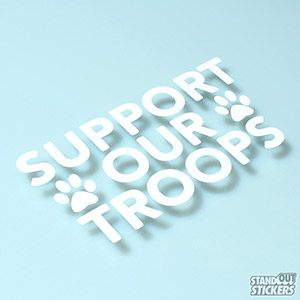 Support Our Troops Cut Vinyl Decals in White